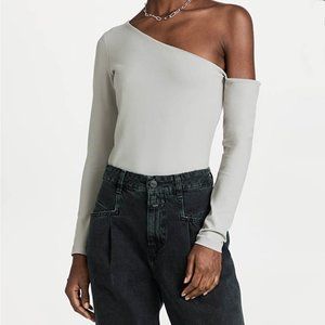 Susana Monaco Grey Long Sleeve Open Shoulder Top Size M